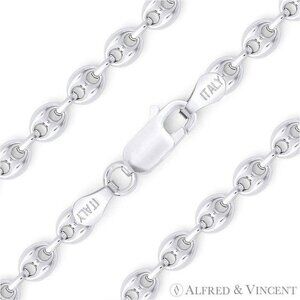 Puffed Marina / Mariner Link Italian Chain Bracelet in .925 Sterling Silver - 7"